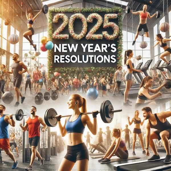 vibrant and energetic gym environment with people working out, celebrating New Year s fitness resolutions